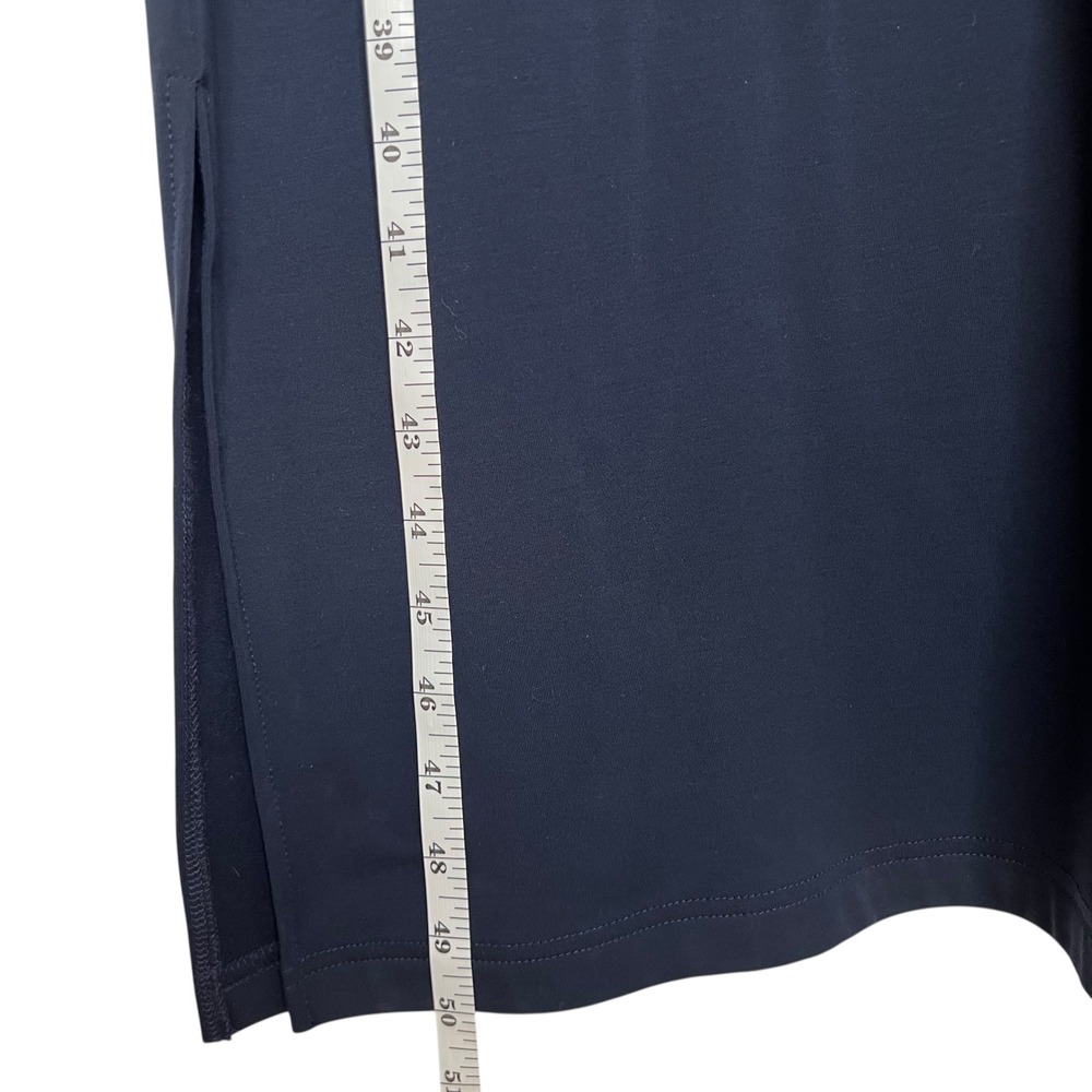 Cozy Earth Brushed Bamboo Short Sleeve Midi Slit Dress in Navy Pockets SZ L - Picture 13 of 13
